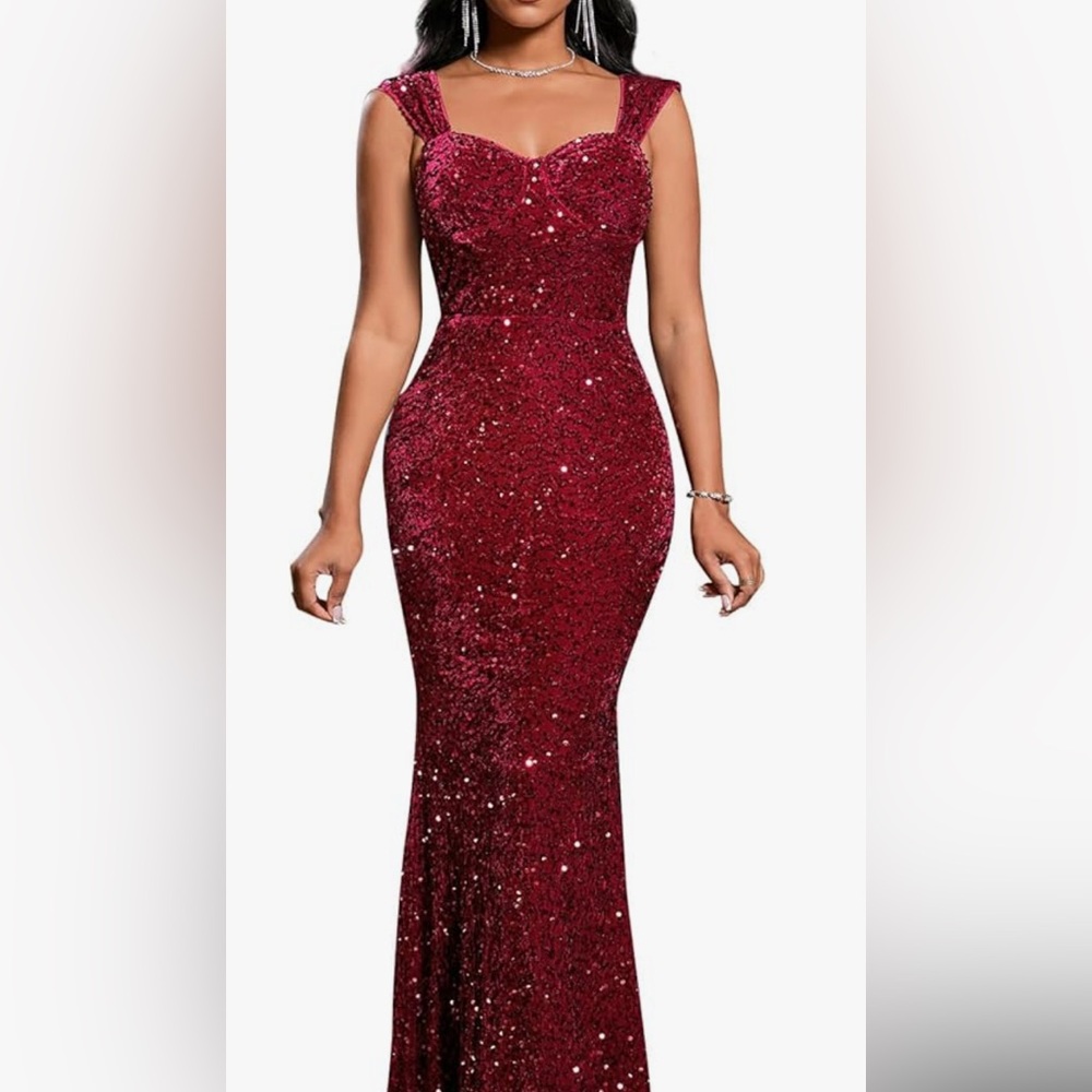 Elegant Ruby Sequin Evening Gown - NWT XL